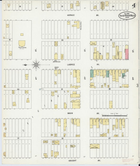 Sanborn Fire Insurance Map from Thief River Falls, Pennington County, Minnesota (1899), Sheet #0004 - Historic Sanborn Fire Insurance Map Print, vintage old map wall art, antique decor, genealogy gift, Minnesota Minnesota map