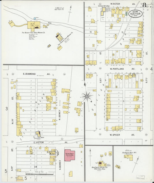 Sanborn Fire Insurance Map from Victor, Teller County, Colorado (1900), Sheet #0008 - Historic Sanborn Fire Insurance Map Print, vintage old map wall art, antique decor, genealogy gift, Colorado Colorado map