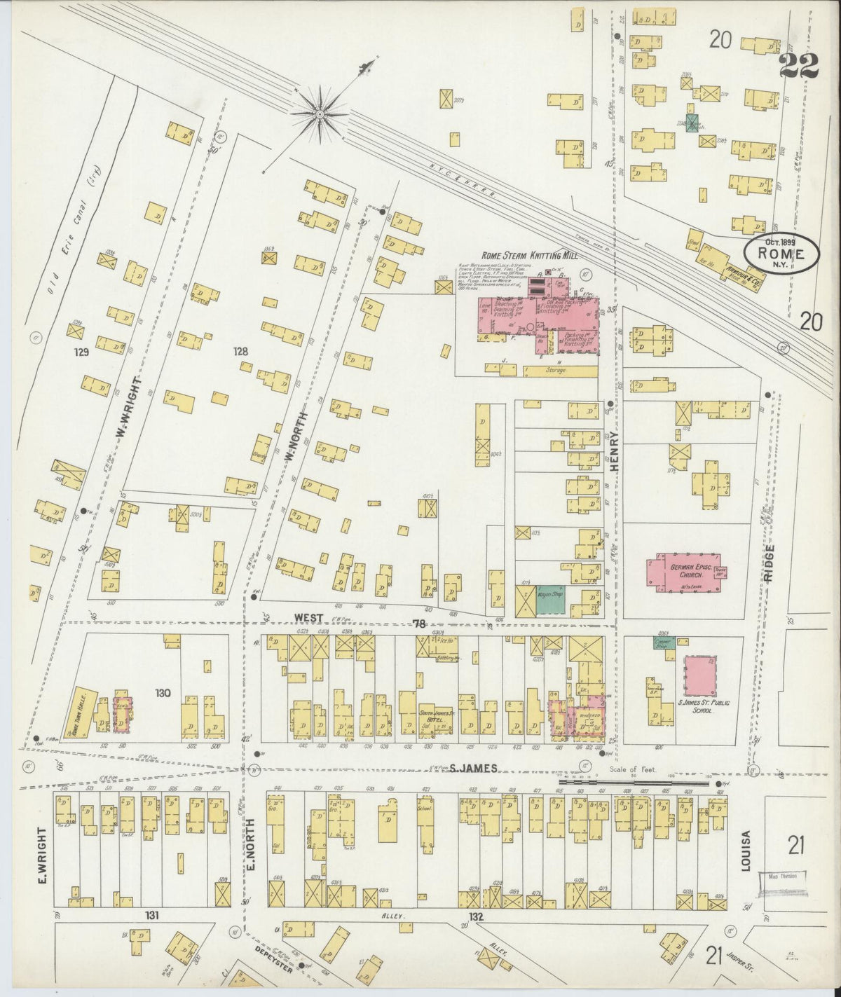 Sanborn Fire Insurance Map from Rome, Oneida County, New York (1899), Sheet #0022 - Complete Map Set gallery image, historic Sanborn map, vintage wall art, New York New York