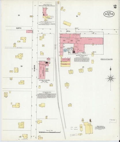 Sanborn Fire Insurance Map from Newton, Catawba County, North Carolina (1902), Sheet #0002 - Historic Sanborn Fire Insurance Map Print, vintage old map wall art, antique decor, genealogy gift, North Carolina North Carolina map