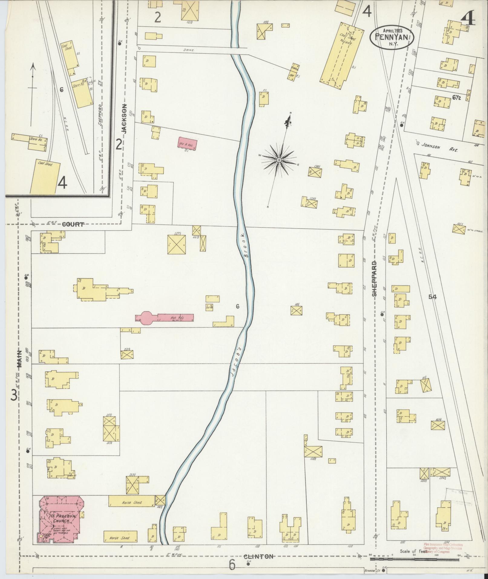 Sanborn Fire Insurance Map from Penn Yan, Yates County, New York (1903), Sheet #0004 - Complete Map Set gallery image, historic Sanborn map, vintage wall art, New York New York
