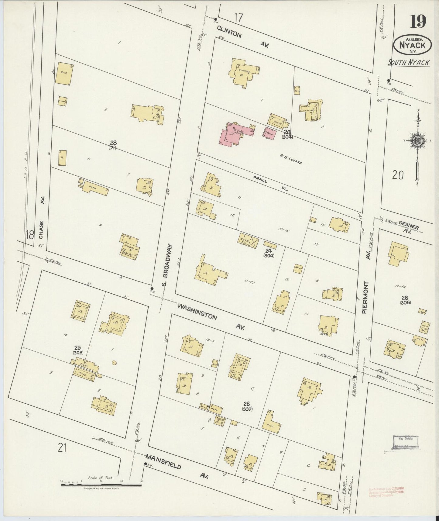 Sanborn Fire Insurance Map from Nyack, Rockland County, New York. (1919), Sheet #0019