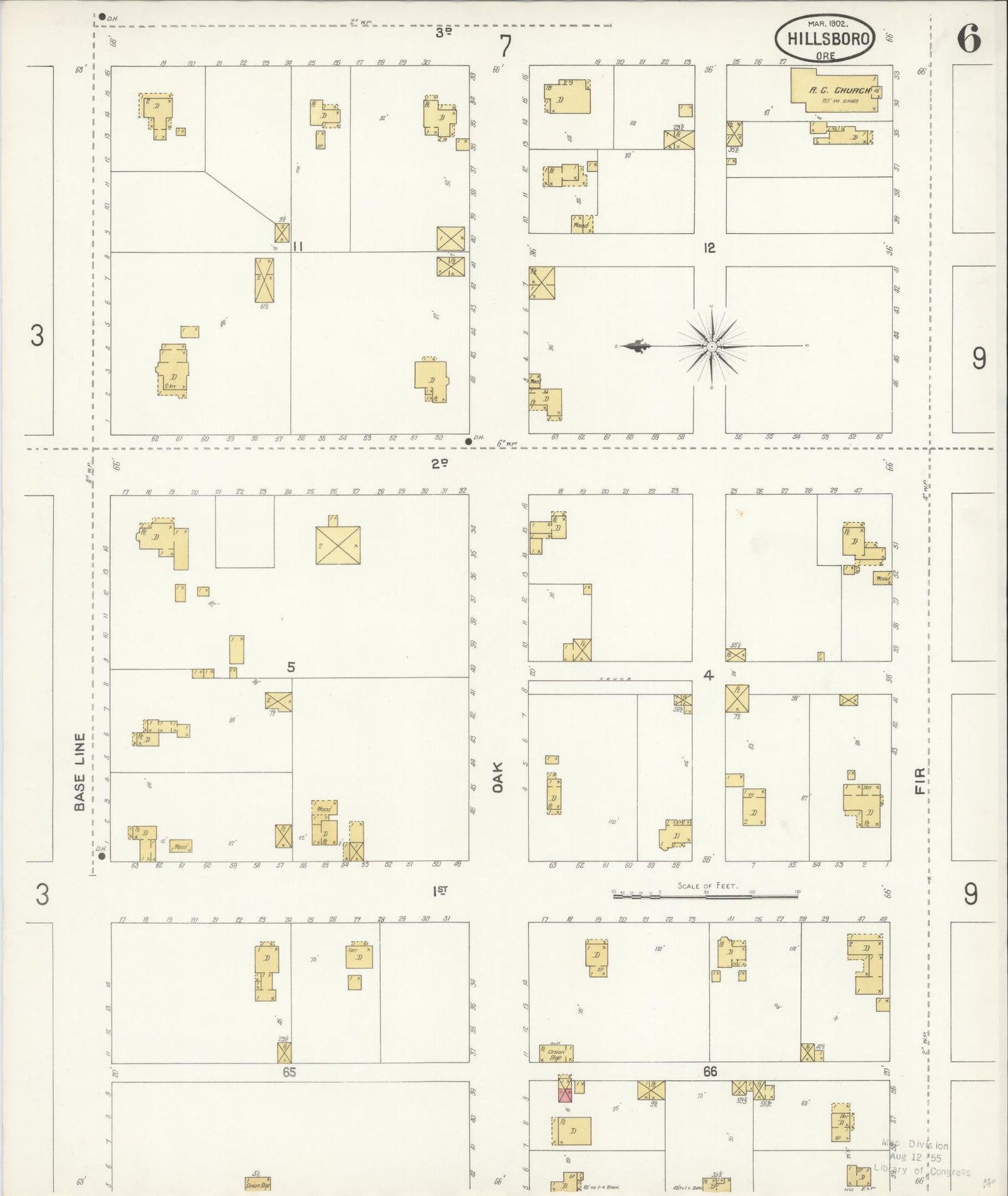 Sanborn Fire Insurance Map from Hillsboro, Washington County, Oregon (1902), Sheet #0006 - Complete Map Set gallery image, historic Sanborn map, vintage wall art, Oregon Oregon