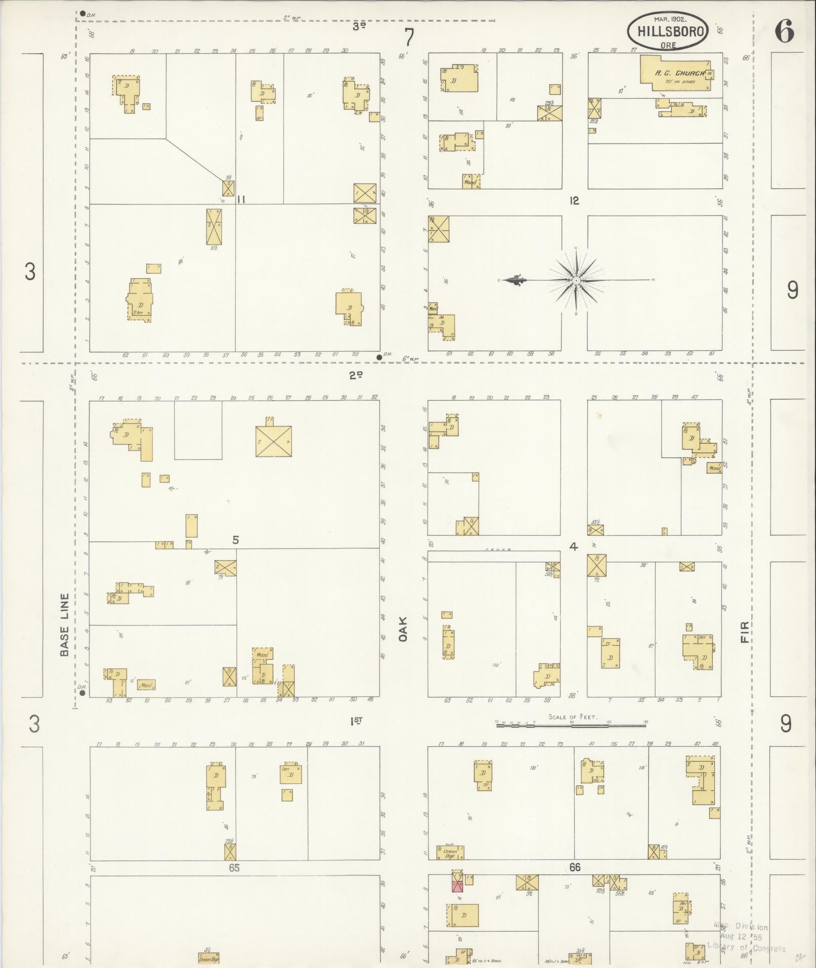 Sanborn Fire Insurance Map from Hillsboro, Washington County, Oregon (1902), Sheet #0006 - Complete Map Set gallery image, historic Sanborn map, vintage wall art, Oregon Oregon