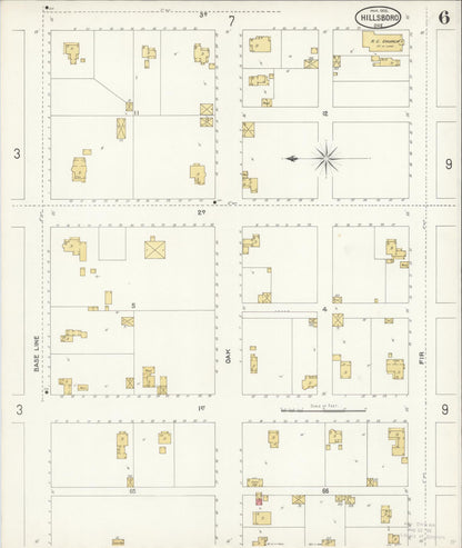 Sanborn Fire Insurance Map from Hillsboro, Washington County, Oregon (1902), Sheet #0006 - Complete Map Set gallery image, historic Sanborn map, vintage wall art, Oregon Oregon