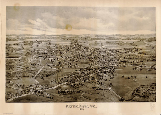Kennebunk, Me., 1895 (Unknown) – Historic Bird’s-Eye View Panorama Print