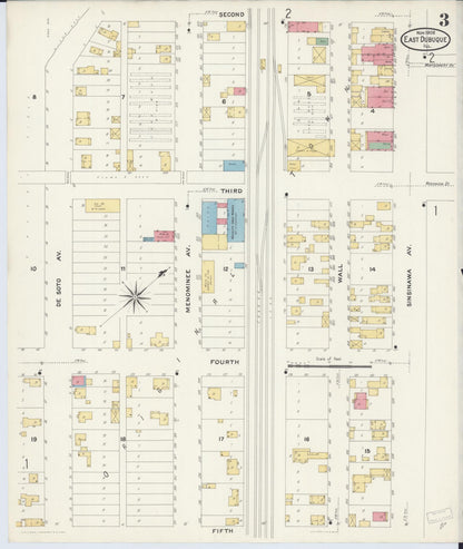 Sanborn Fire Insurance Map from East Dubuque, Jo Daviess County, Illinois (1908), Sheet #0003 - Historic Sanborn Fire Insurance Map Print, vintage old map wall art, antique decor, genealogy gift, Illinois Illinois map
