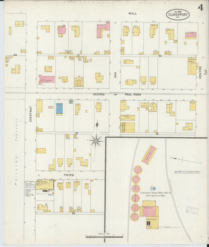 Sanborn Fire Insurance Map from Cloverport, Breckinridge County, Kentucky (1898), Sheet #0004 - Complete Map Set gallery image, historic Sanborn map, vintage wall art, Kentucky Kentucky