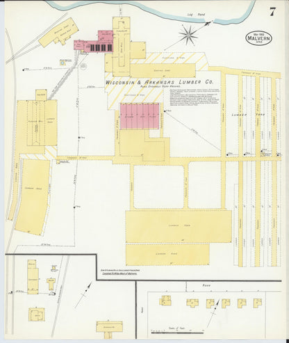 Sanborn Fire Insurance Map from Malvern, Hot Springs County, Arkansas (1908), Sheet #0007 - Complete Map Set gallery image, historic Sanborn map, vintage wall art, Arkansas Arkansas