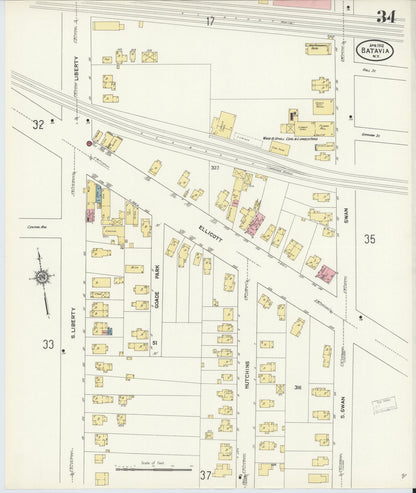 Sanborn Fire Insurance Map from Batavia, Genesee County, New York (1912), Sheet #0034 - Complete Map Set gallery image, historic Sanborn map, vintage wall art, New York New York