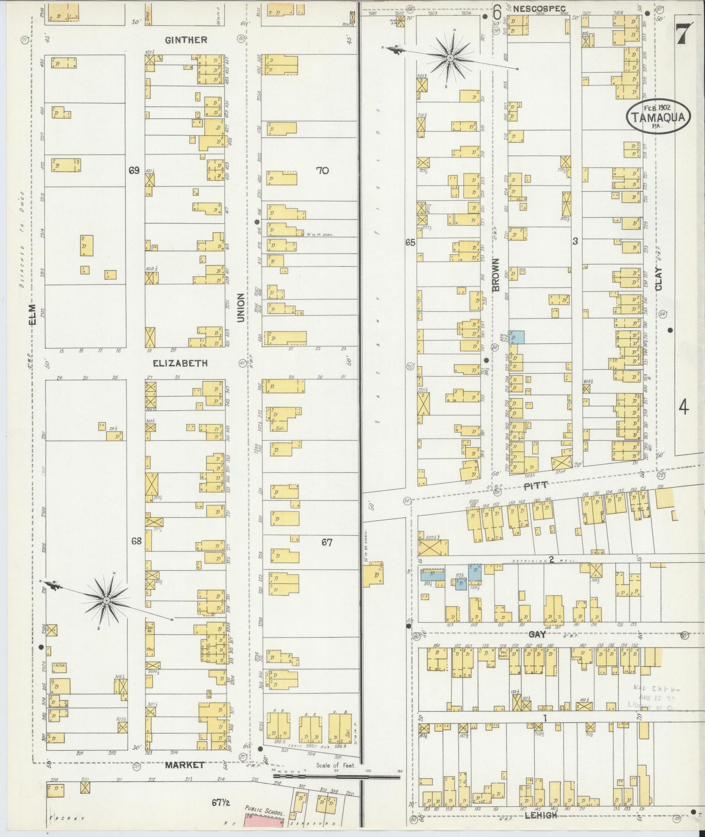 Sanborn Fire Insurance Map from Tamaqua, Schuylkill County, Pennsylvania (1902), Sheet #0007 - Complete Map Set gallery image, historic Sanborn map, vintage wall art, Pennsylvania Pennsylvania