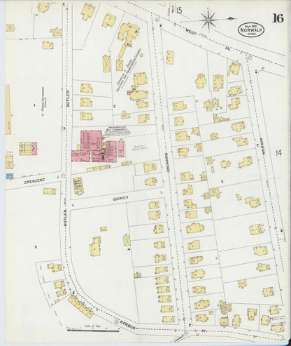 Sanborn Fire Insurance Map from Norwalk, Fairfield County, Connecticut (1906), Sheet #0016 - Complete Map Set gallery image, historic Sanborn map, vintage wall art, Connecticut Connecticut