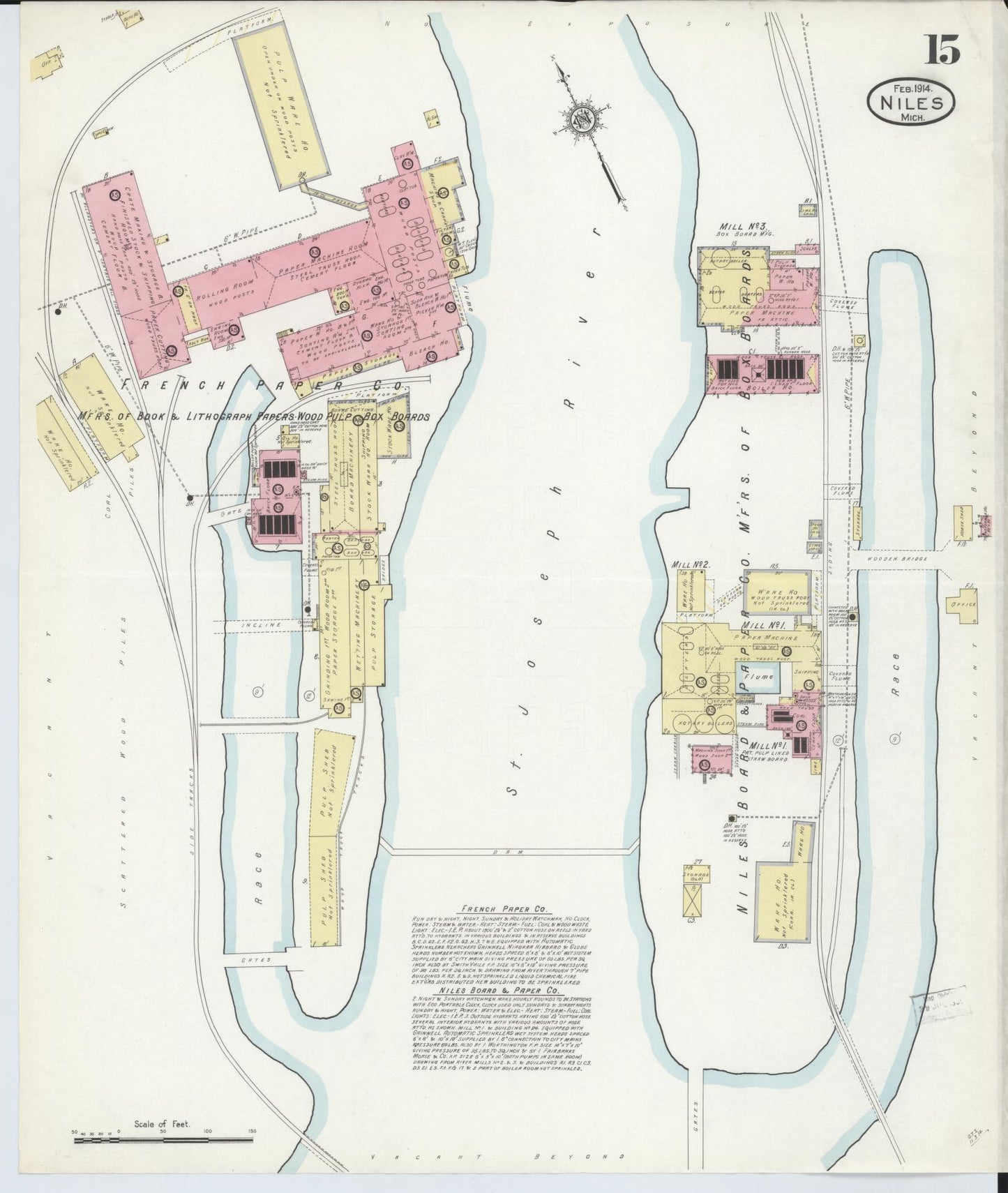 Sanborn Fire Insurance Map from Niles, Berrien County, Michigan (1914), Sheet #0015 - Complete Map Set gallery image, historic Sanborn map, vintage wall art, Michigan Michigan