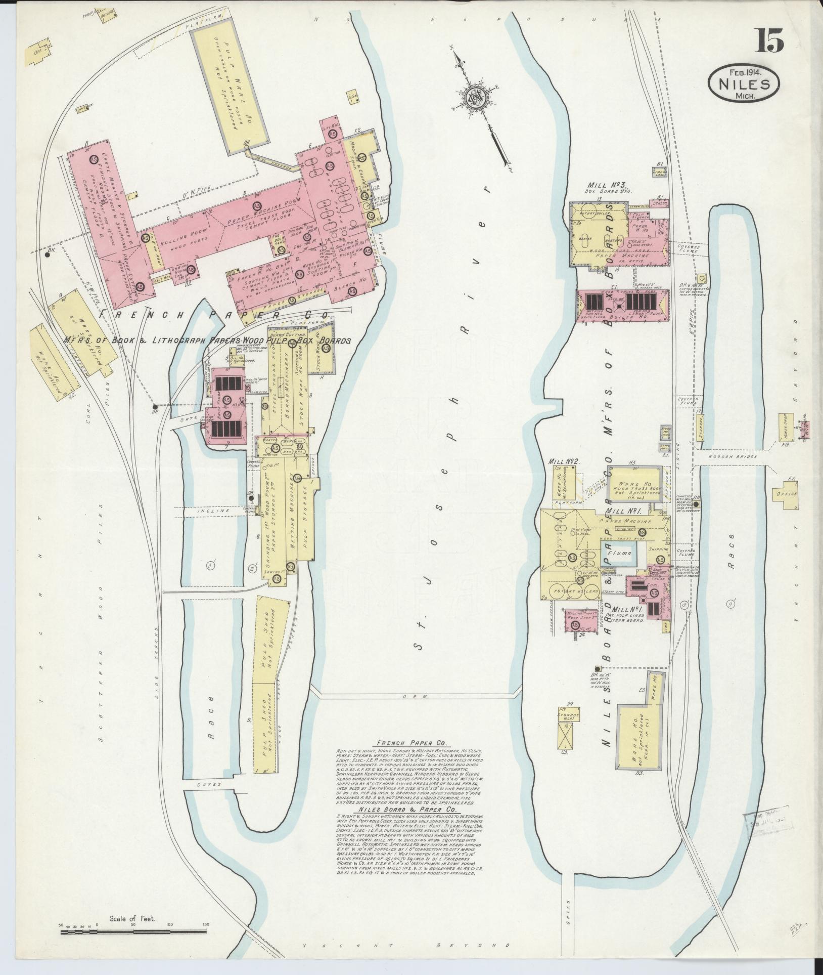 Sanborn Fire Insurance Map from Niles, Berrien County, Michigan (1914), Sheet #0015 - Complete Map Set gallery image, historic Sanborn map, vintage wall art, Michigan Michigan