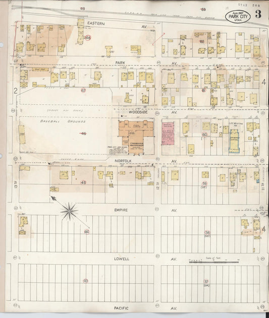 Sanborn Fire Insurance Map from Park City, Summit County, Utah (1940), Sheet #0003 - Historic Sanborn Fire Insurance Map Print, vintage old map wall art, antique decor, genealogy gift, Utah Utah map