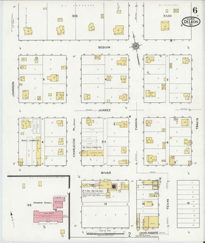 Sanborn Fire Insurance Map from De Leon, Comanche County, Texas (1920), Sheet #0006 - Complete Map Set gallery image, historic Sanborn map, vintage wall art, Texas Texas