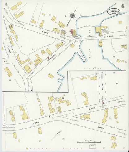 Sanborn Fire Insurance Map from Yarmouth, Cumberland County, Maine (1911), Sheet #0006 - Complete Map Set gallery image, historic Sanborn map, vintage wall art, Maine Maine