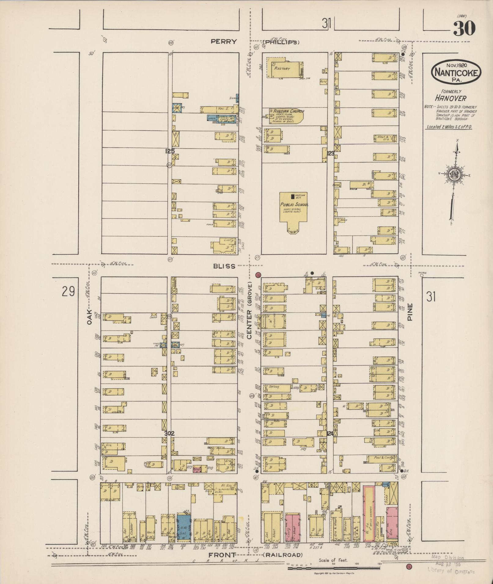 Sanborn Fire Insurance Map from Nanticoke, Luzerne County, Pennsylvania (1920), Sheet #0030 - Historic Sanborn Fire Insurance Map Print, vintage old map wall art, antique decor, genealogy gift, Pennsylvania Pennsylvania map