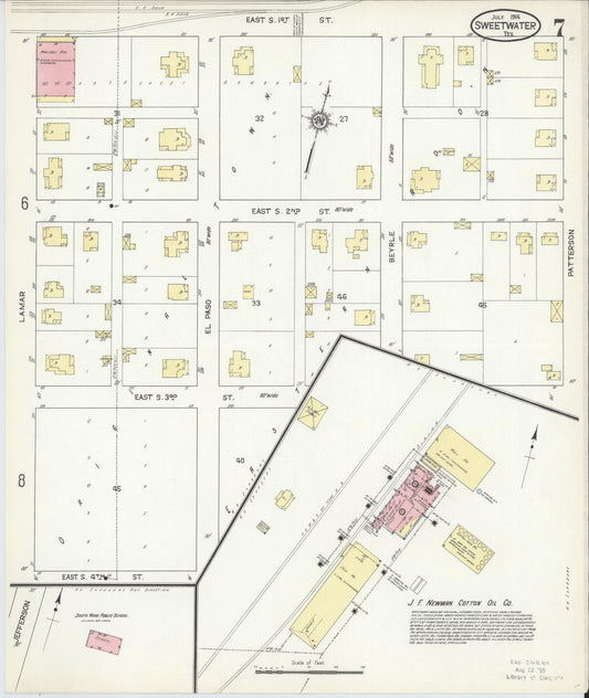 Sanborn Fire Insurance Map from Sweetwater, Nolan County, Texas (1914), Sheet #0007 - Historic Sanborn Fire Insurance Map Print, vintage old map wall art, antique decor, genealogy gift, Texas Texas map