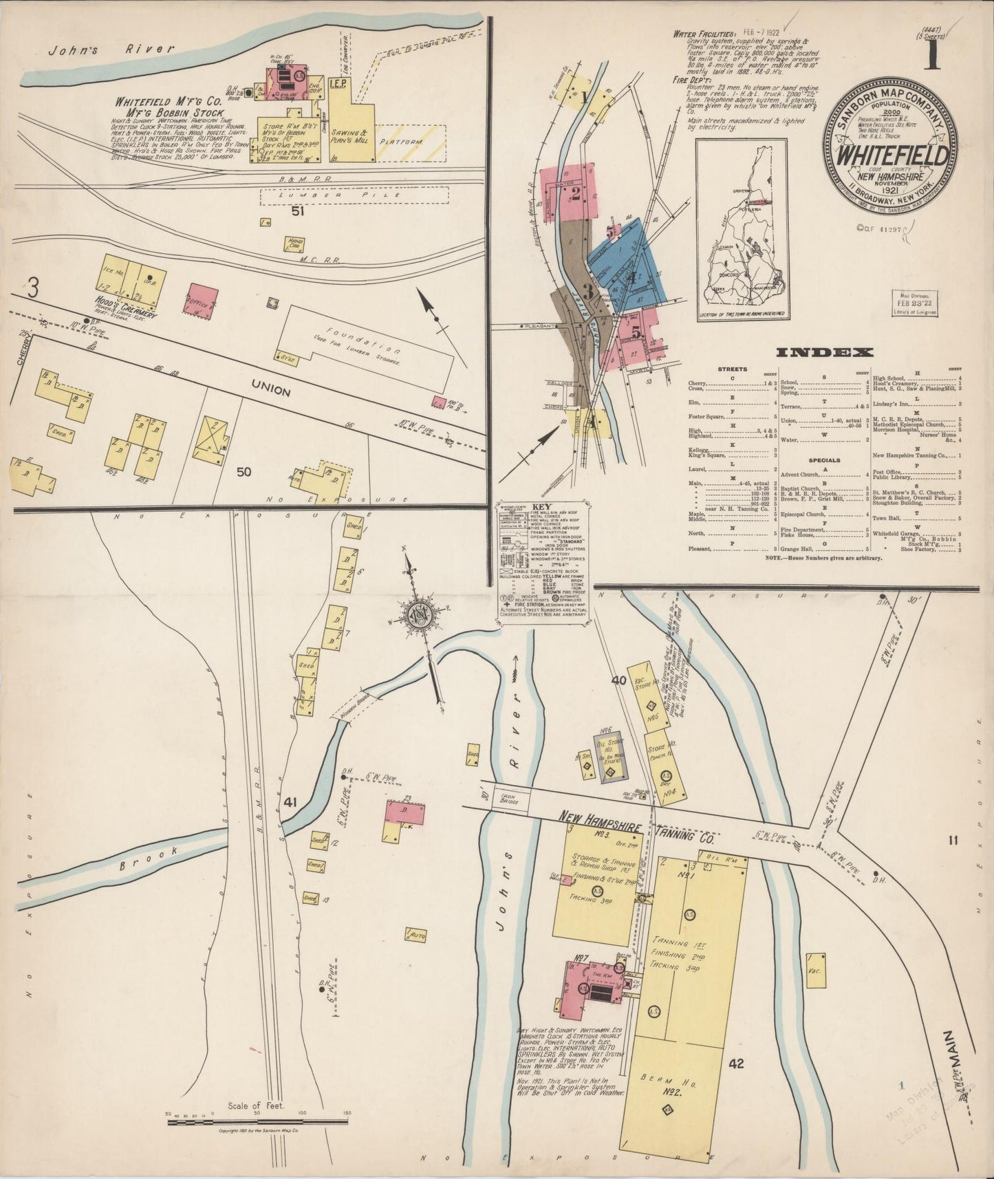 Sanborn Fire Insurance Map from Whitefield, Coos County, New Hampshire. (1921) – Historic Sanborn Fire Insurance Map Print