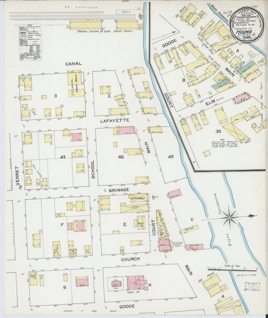 Sanborn Fire Insurance Map from Houma, Terrebonne Parish, Louisiana (1892), Sheet #0001 - Historic Sanborn Fire Insurance Map Print, vintage old map wall art, antique decor, genealogy gift, Louisiana Louisiana map
