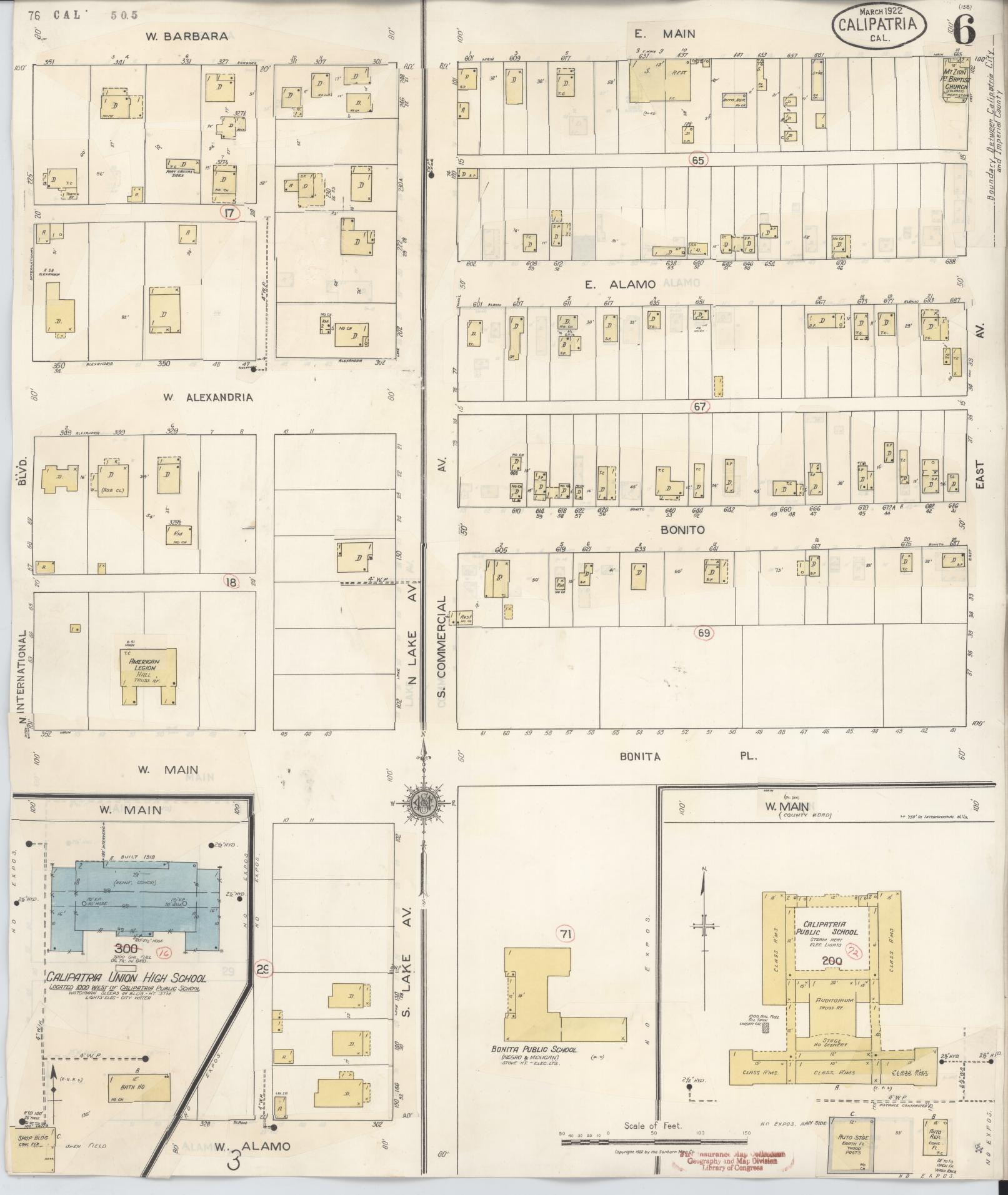 Sanborn Fire Insurance Map from Calipatria, Imperial County, California (1941), Sheet #0006 - Historic Sanborn Fire Insurance Map Print, vintage old map wall art, antique decor, genealogy gift, California California map