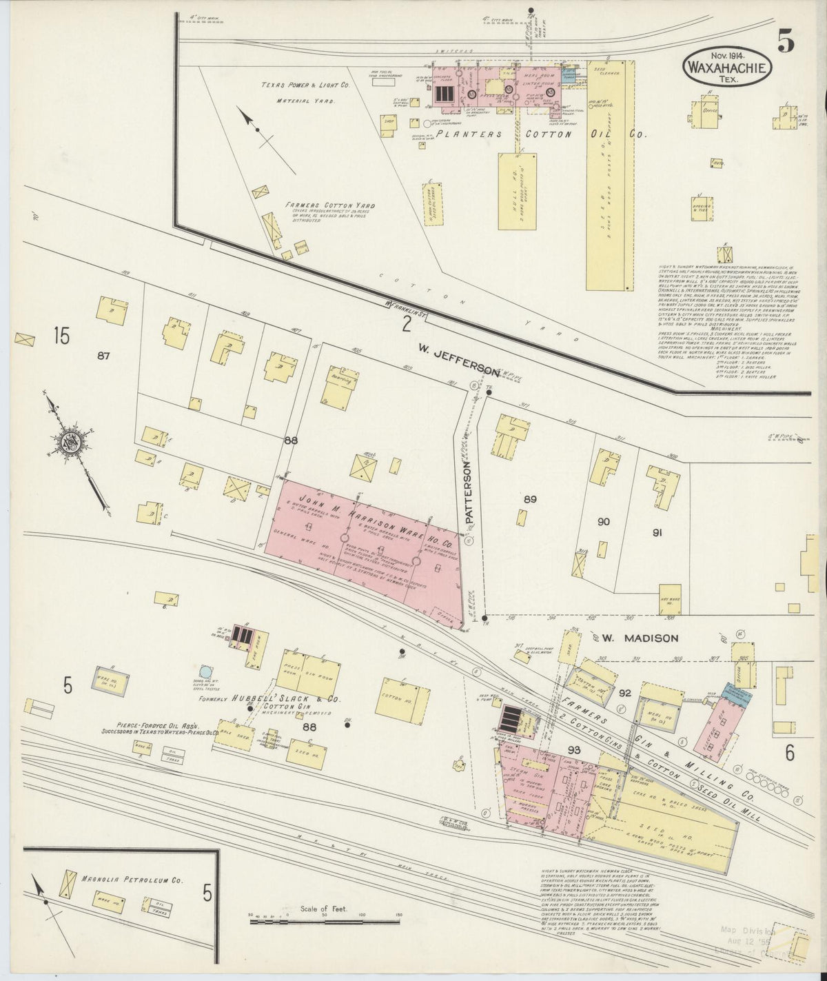 Sanborn Fire Insurance Map from Waxahachie, Ellis County, Texas (1914), Sheet #0005 - Complete Map Set gallery image, historic Sanborn map, vintage wall art, Texas Texas