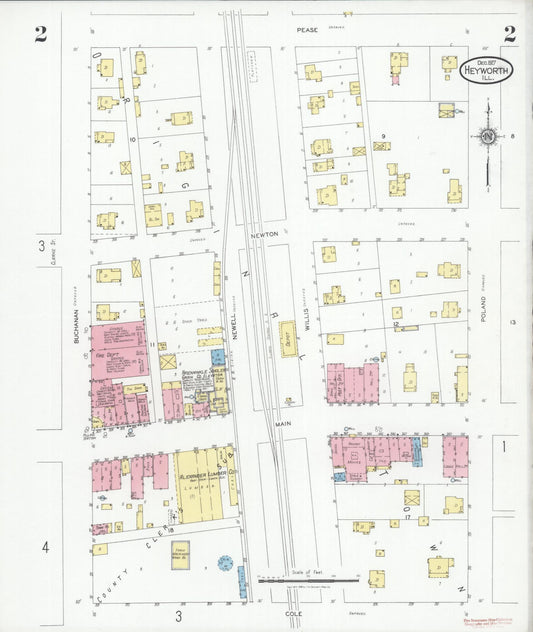 Sanborn Fire Insurance Map from Heyworth, McLean County, Illinois (1927), Sheet #0002 - Historic Sanborn Fire Insurance Map Print, vintage old map wall art, antique decor, genealogy gift, Illinois Illinois map