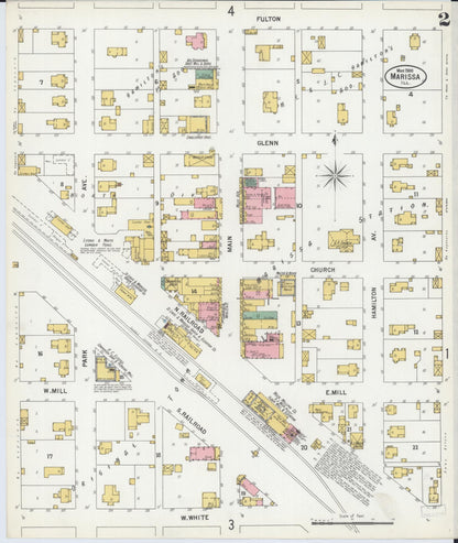 Sanborn Fire Insurance Map from Marissa, Saint Clair County, Illinois (1900), Sheet #0002 - Historic Sanborn Fire Insurance Map Print, vintage old map wall art, antique decor, genealogy gift, Illinois Illinois map