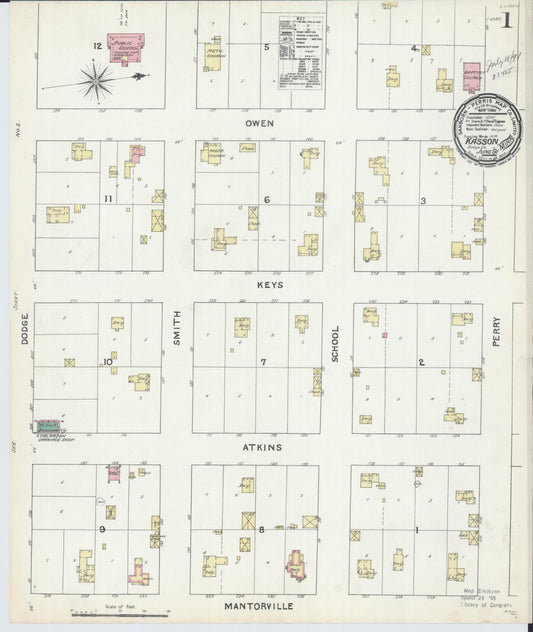 Sanborn Fire Insurance Map from Kasson, Dodge County, Minnesota (1891), Sheet #0001 - Complete Map Set gallery image, historic Sanborn map, vintage wall art, Minnesota Minnesota