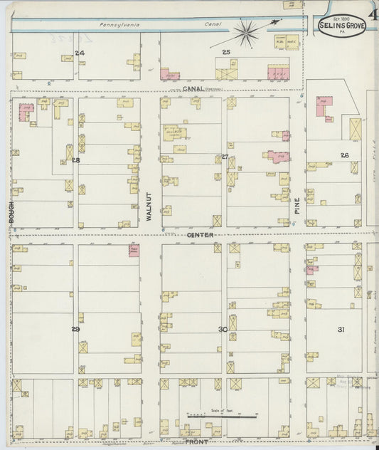Sanborn Fire Insurance Map from Selins Grove, Snyder County, Pennsylvania (1890), Sheet #0004 - Historic Sanborn Fire Insurance Map Print, vintage old map wall art, antique decor, genealogy gift, Pennsylvania Pennsylvania map