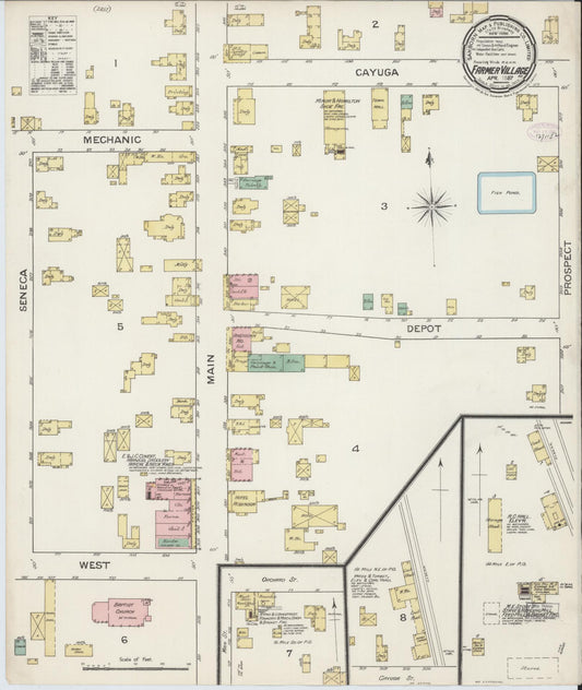 Sanborn Fire Insurance Map from Farmer, Seneca County, New York (1887), Sheet #0001 - Historic Sanborn Fire Insurance Map Print, vintage old map wall art, antique decor, genealogy gift, New York New York map