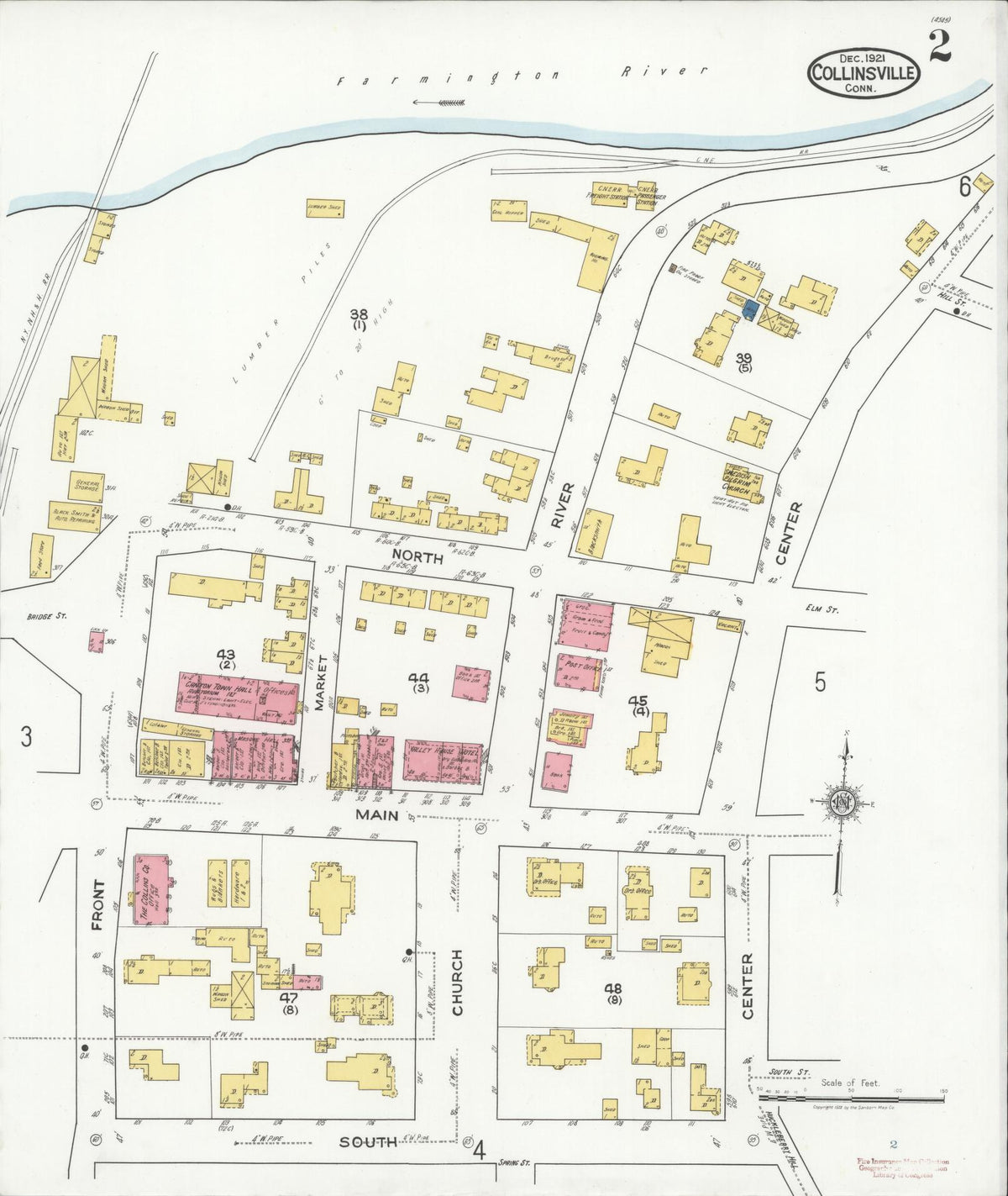 Sanborn Fire Insurance Map from Collinsville, Hartford County, Connecticut (1921), Sheet #0002 - Complete Map Set gallery image, historic Sanborn map, vintage wall art, Connecticut Connecticut
