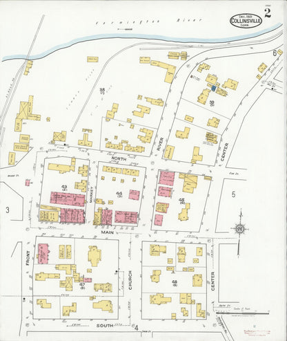 Sanborn Fire Insurance Map from Collinsville, Hartford County, Connecticut (1921), Sheet #0002 - Complete Map Set gallery image, historic Sanborn map, vintage wall art, Connecticut Connecticut