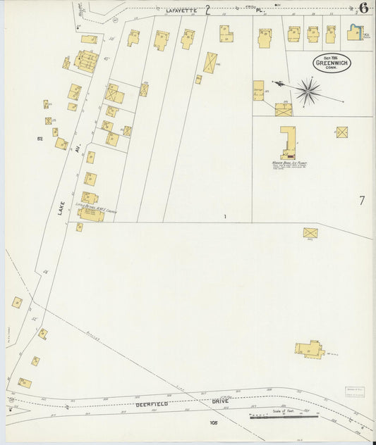 Sanborn Fire Insurance Map from Greenwich, Fairfield County, Connecticut (1906), Sheet #0006 - Historic Sanborn Fire Insurance Map Print, vintage old map wall art, antique decor, genealogy gift, Connecticut Connecticut map