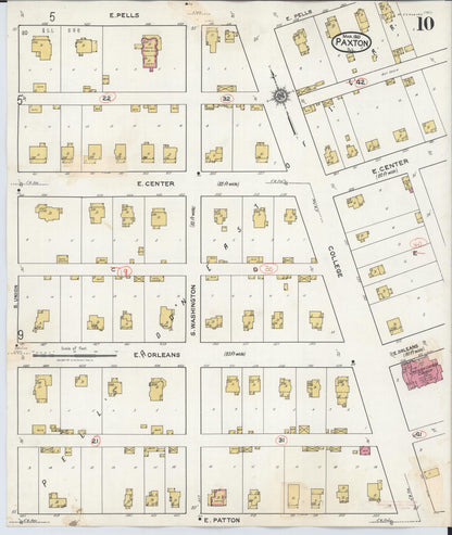 Sanborn Fire Insurance Map from Paxton, Ford County, Illinois (1932), Sheet #0010 - Historic Sanborn Fire Insurance Map Print, vintage old map wall art, antique decor, genealogy gift, Illinois Illinois map