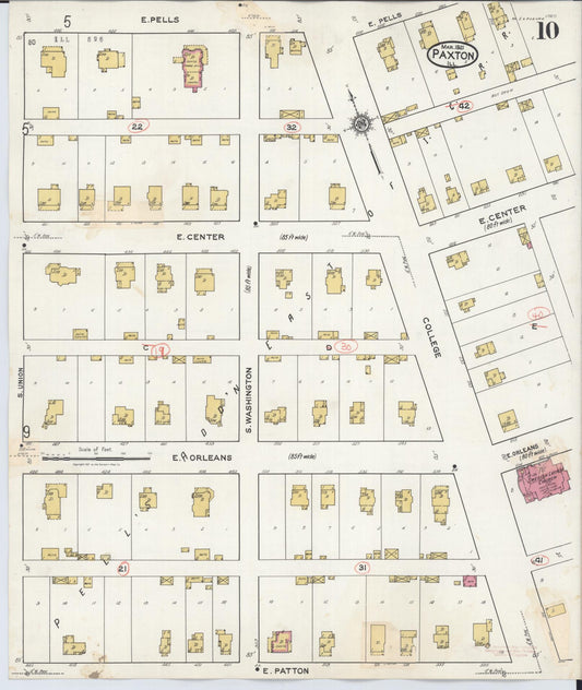 Sanborn Fire Insurance Map from Paxton, Ford County, Illinois (1932), Sheet #0010 - Historic Sanborn Fire Insurance Map Print, vintage old map wall art, antique decor, genealogy gift, Illinois Illinois map
