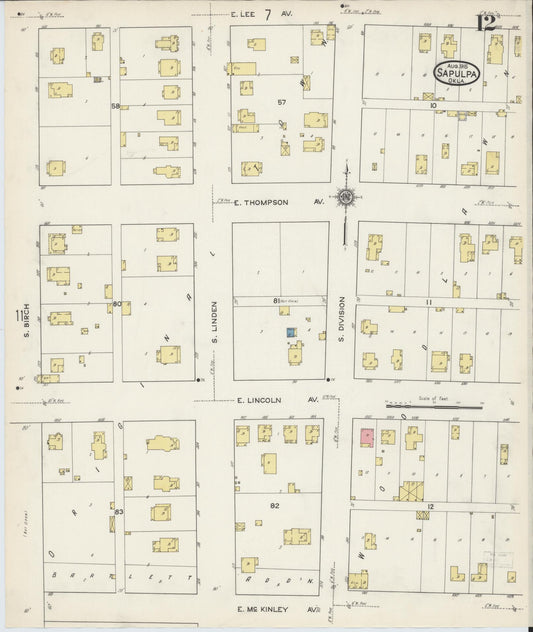 Sanborn Fire Insurance Map from Sapulpa, Creek County, Oklahoma (1915), Sheet #0012 - Historic Sanborn Fire Insurance Map Print, vintage old map wall art, antique decor, genealogy gift, Oklahoma Oklahoma map