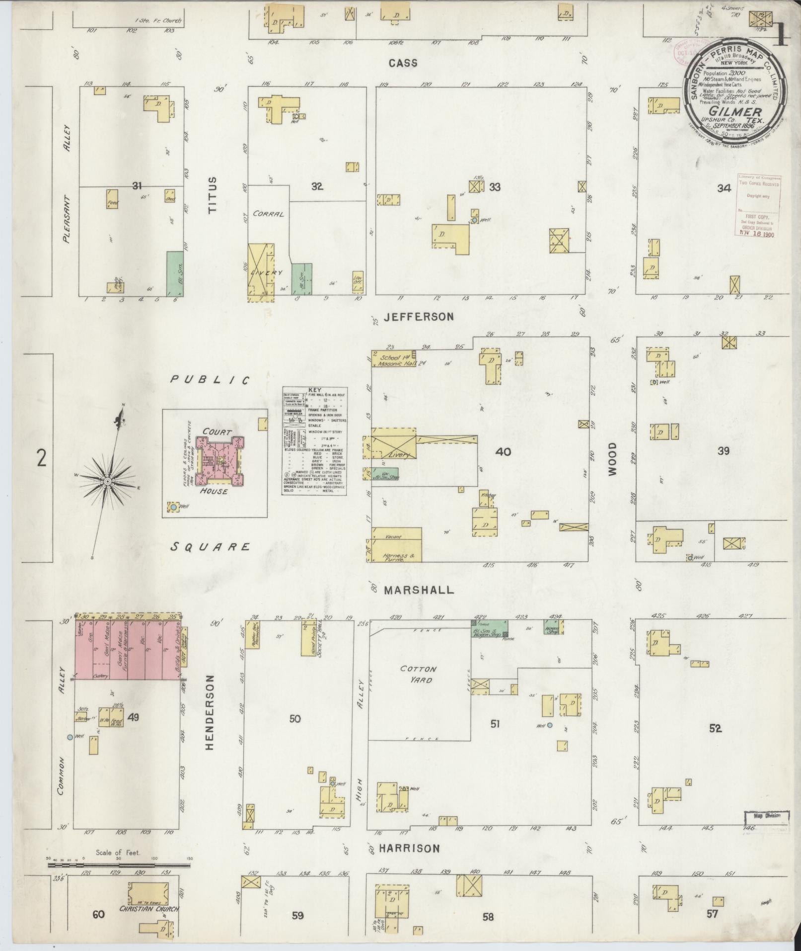Sanborn Fire Insurance Map from Gilmer, Upshur County, Texas. (1896) – Historic Sanborn Fire Insurance Map Print