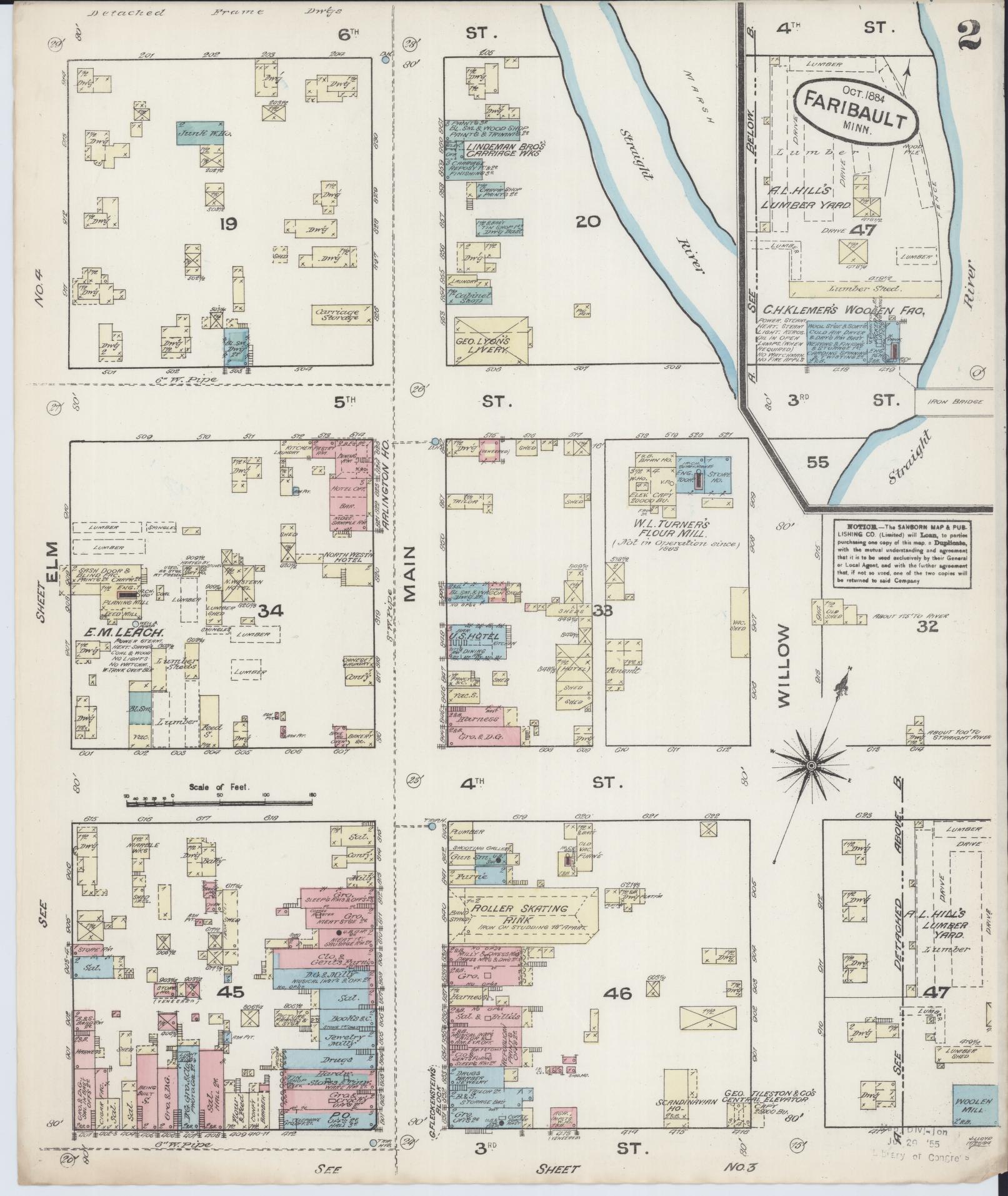 Sanborn Fire Insurance Map from Faribault, Rice County, Minnesota (1884), Sheet #0002 - Complete Map Set gallery image, historic Sanborn map, vintage wall art, Minnesota Minnesota