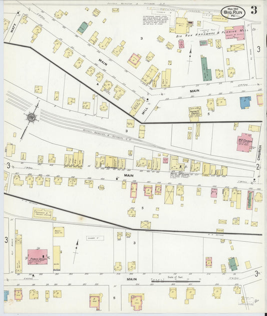 Sanborn Fire Insurance Map from Big Run, Jefferson County, Pennsylvania (1910), Sheet #0003 - Historic Sanborn Fire Insurance Map Print, vintage old map wall art, antique decor, genealogy gift, Pennsylvania Pennsylvania map