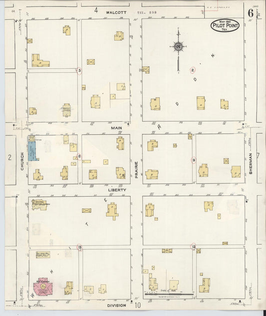 Sanborn Fire Insurance Map from Pilot Point, Denton County, Texas (1940), Sheet #0006 - Historic Sanborn Fire Insurance Map Print, vintage old map wall art, antique decor, genealogy gift, Texas Texas map