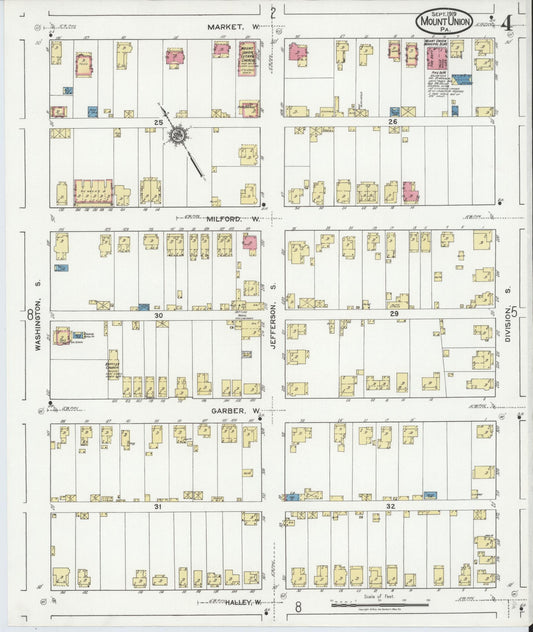 Sanborn Fire Insurance Map from Mount Union, Huntingdon County, Pennsylvania (1919), Sheet #0004 - Historic Sanborn Fire Insurance Map Print, vintage old map wall art, antique decor, genealogy gift, Pennsylvania Pennsylvania map