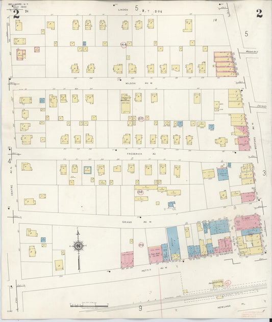 Sanborn Fire Insurance Map from Bellmore, Nassau County, New York (1945), Sheet #0002 - Historic Sanborn Fire Insurance Map Print, vintage old map wall art, antique decor, genealogy gift, New York New York map