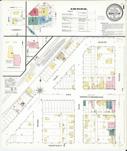 Sanborn Fire Insurance Map from Mapleton, Monona County, Iowa (1909), Sheet #0001 - Historic Sanborn Fire Insurance Map Print, vintage old map wall art