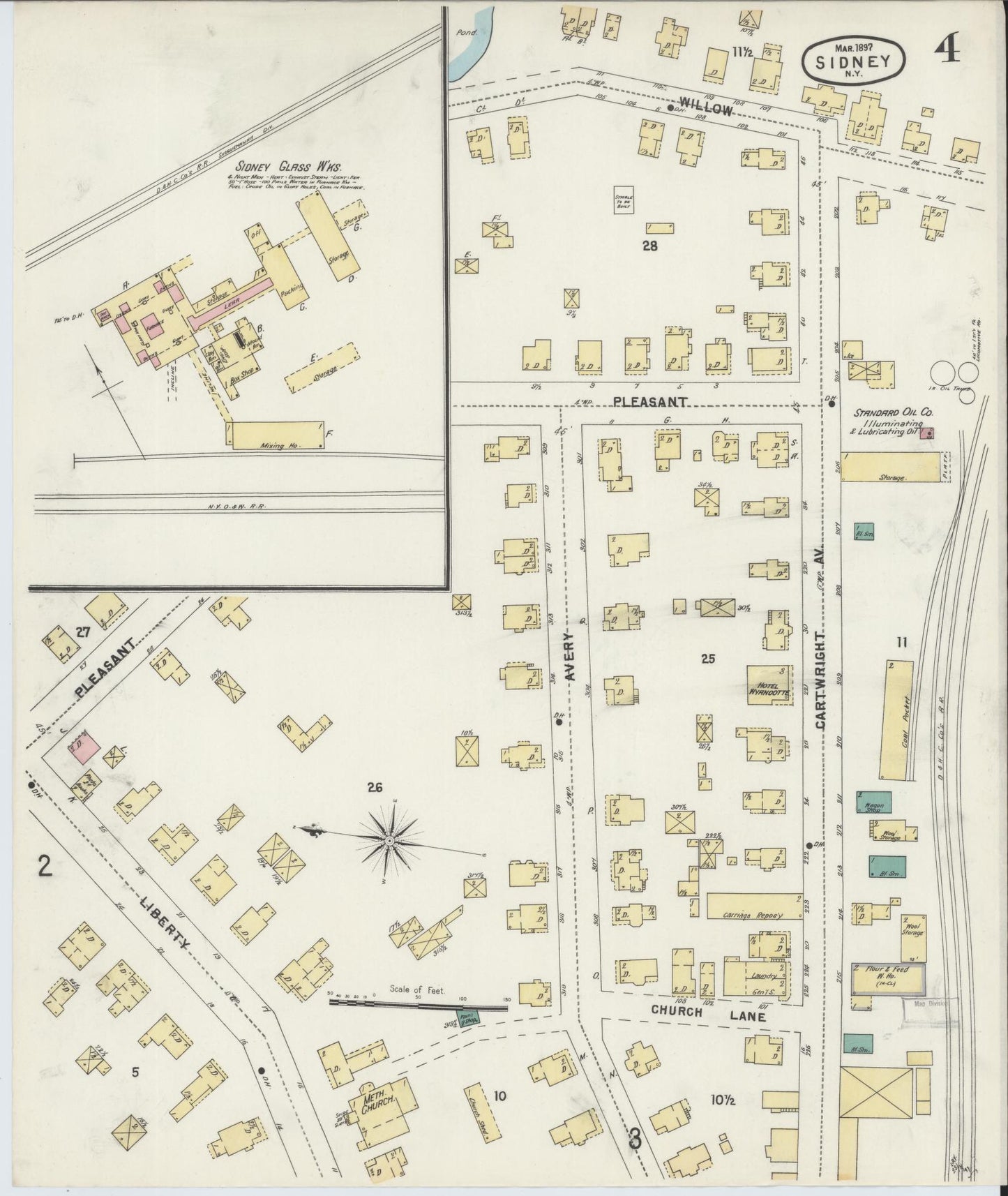 Sanborn Fire Insurance Map from Sidney, Delaware County, New York (1897), Sheet #0004 - Historic Sanborn Fire Insurance Map Print, vintage old map wall art, antique decor, genealogy gift, Sidney Delaware map
