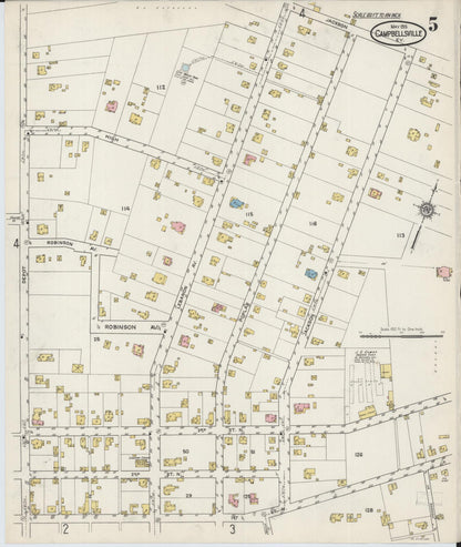 Sanborn Fire Insurance Map from Campbellsville, Taylor County, Kentucky (1915), Sheet #0005 - Complete Map Set gallery image, historic Sanborn map, vintage wall art, Kentucky Kentucky