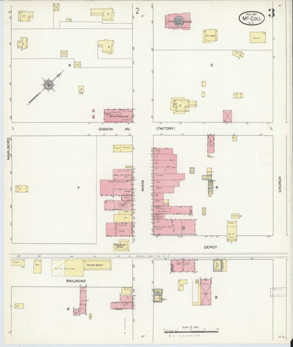 Sanborn Fire Insurance Map from McColl, Marlboro County, South Carolina (1912), Sheet #0003 - Complete Map Set gallery image, historic Sanborn map, vintage wall art, South Carolina South Carolina