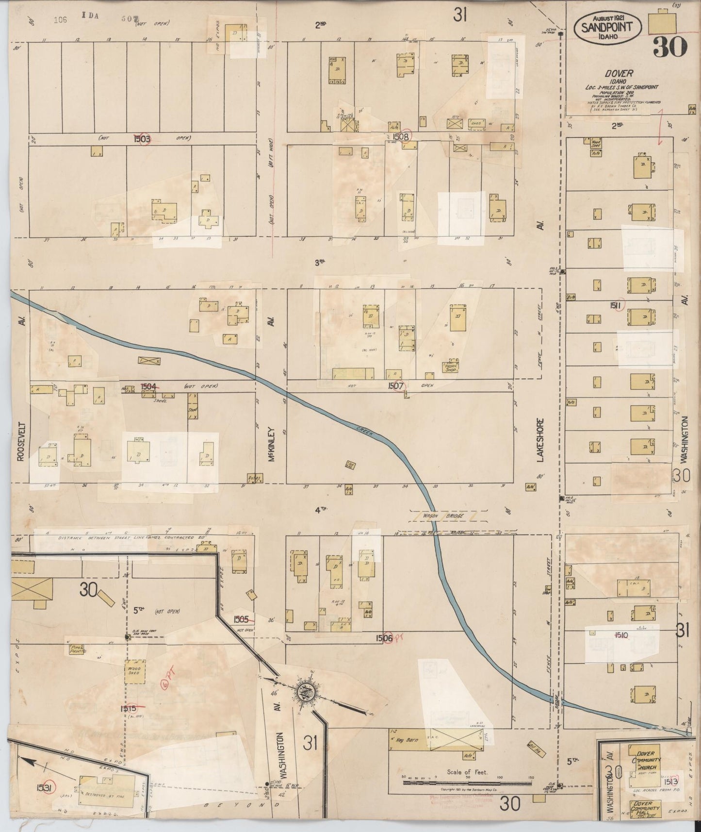 Sanborn Fire Insurance Map from Sandpoint, Bonner County, Idaho (1948), Sheet #0030 - Historic Sanborn Fire Insurance Map Print, vintage old map wall art, antique decor, genealogy gift, Idaho Idaho map