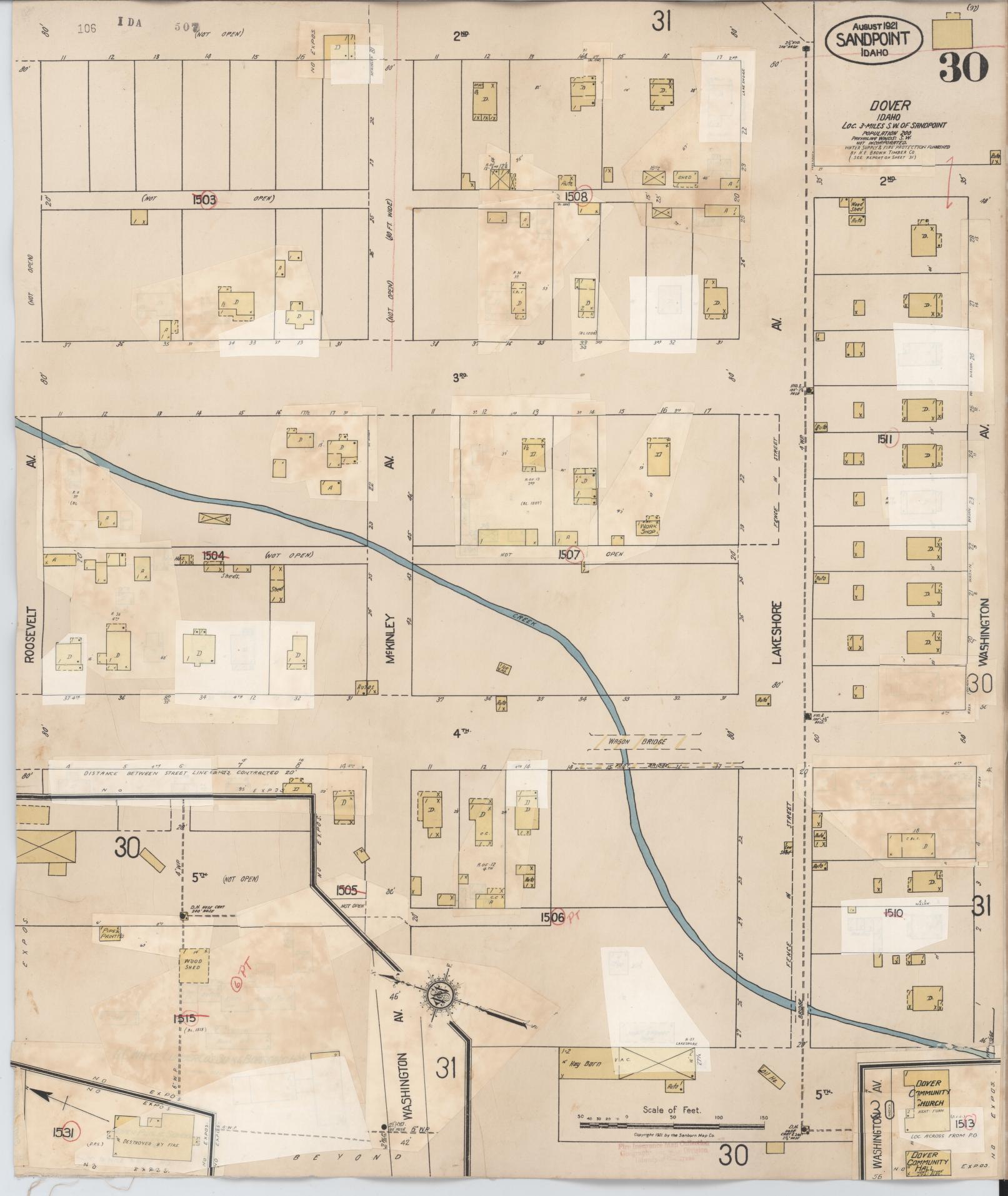 Sanborn Fire Insurance Map from Sandpoint, Bonner County, Idaho (1948), Sheet #0030 - Historic Sanborn Fire Insurance Map Print, vintage old map wall art, antique decor, genealogy gift, Idaho Idaho map